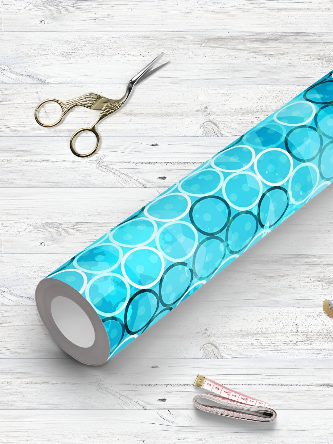 

ArtzFolio Printed UV-Resistant Anti-Bacterial Grunge Blue Circle Peel & Stick Wallpaper, Multi