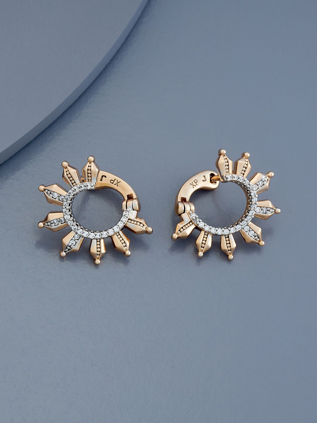 

Kushal's Fashion Jewellery Rhodium Gold-Plated Zircon Circular Hoop Earrings, Silver