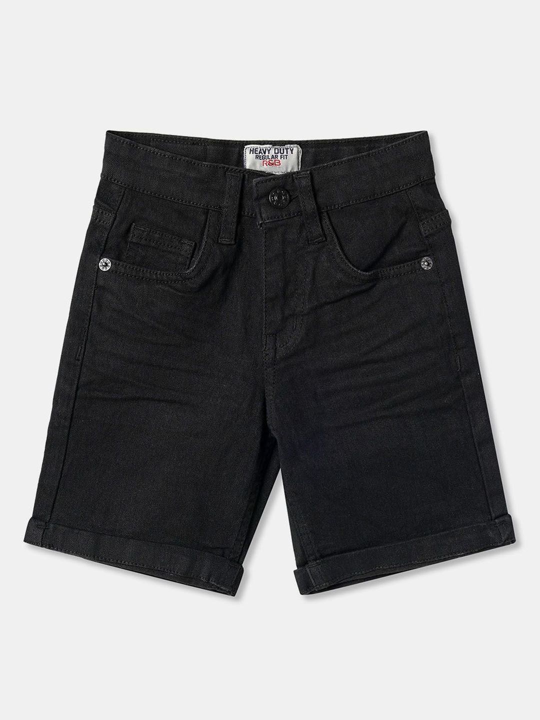 

R&B Boys Relaxed Fit Denim Shorts, Black