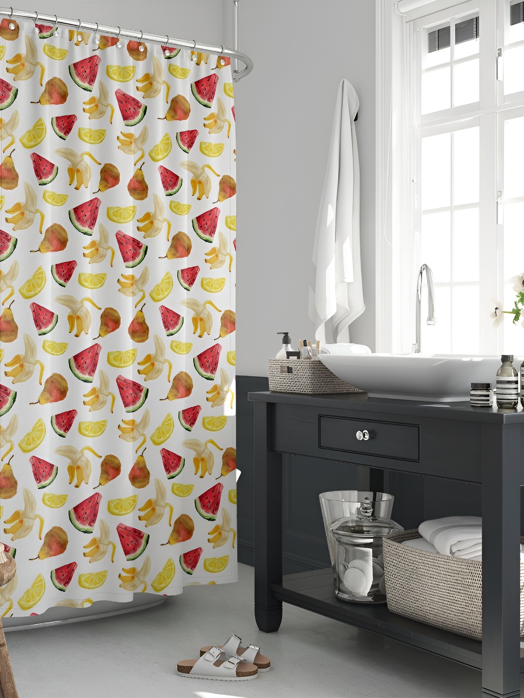 

ArtzFolio Red & White Printed Waterproof Shower Curtain