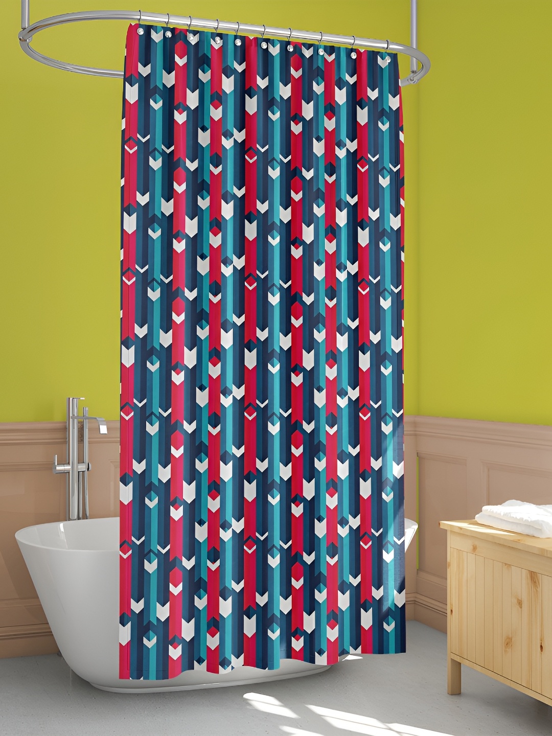 

ArtzFolio Red & Blue Printed Waterproof Shower Curtain