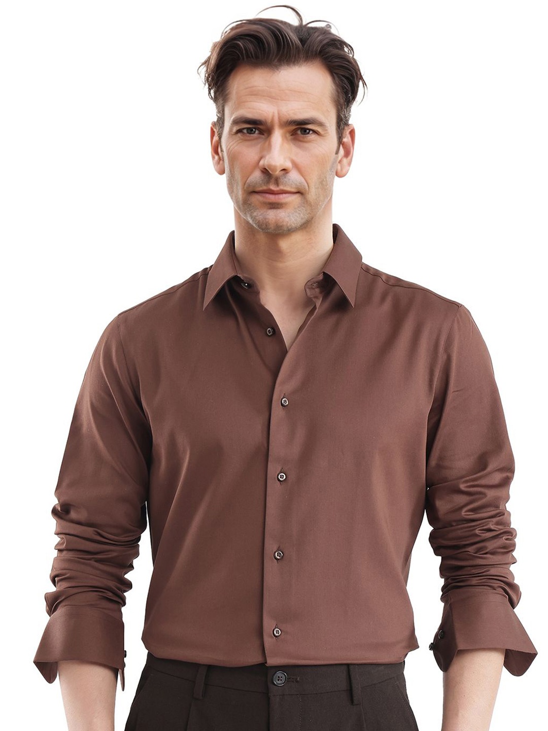 

RARE RABBIT Men Comfort Opaque Casual Shirt, Brown