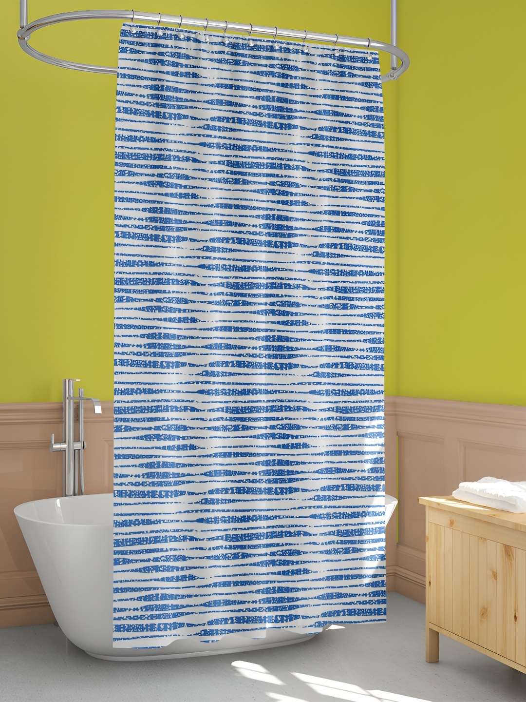 

ArtzFolio White & Blue Printed Waterproof Shower Curtainns