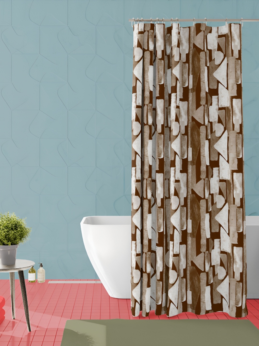 

ArtzFolio Brown & White Geometric Printed Waterproof Shower Curtain