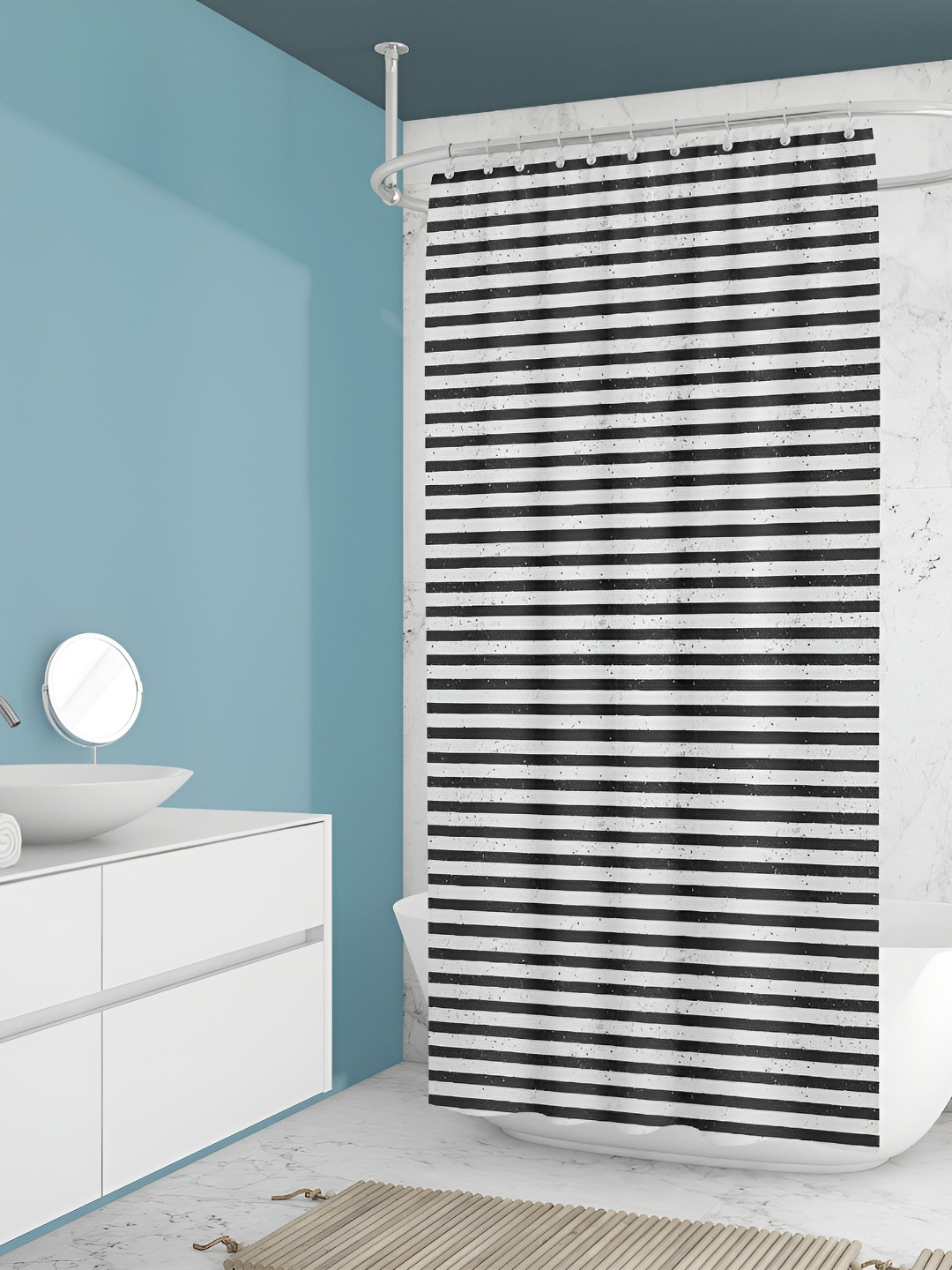 

ArtzFolio Black & White Printed Water Proof Shower Curtain