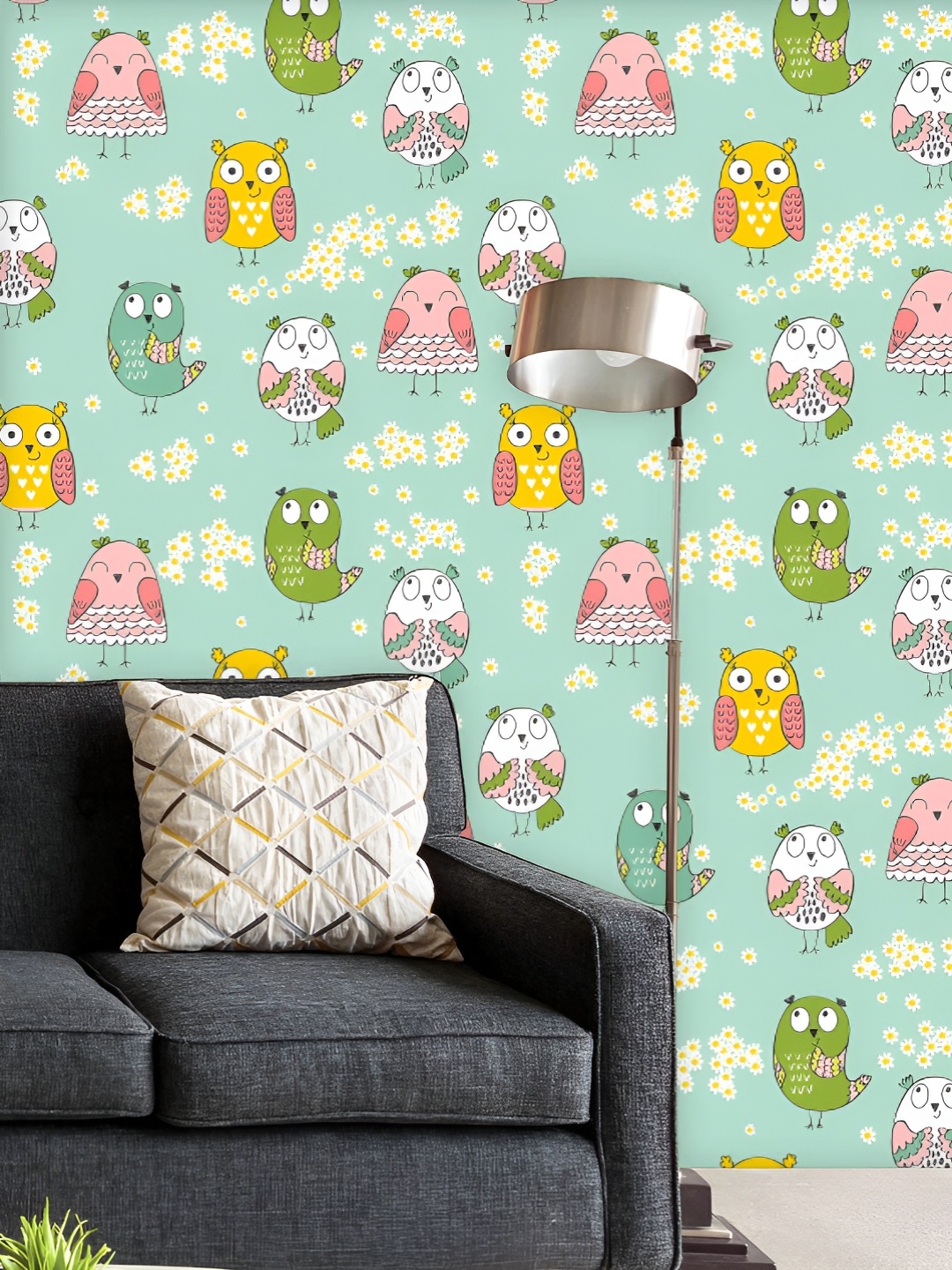 

ArtzFolio Printed UV-Resistant Anti-Bacterial Owls Flowers Peel & Stick Wallpaper, Multi