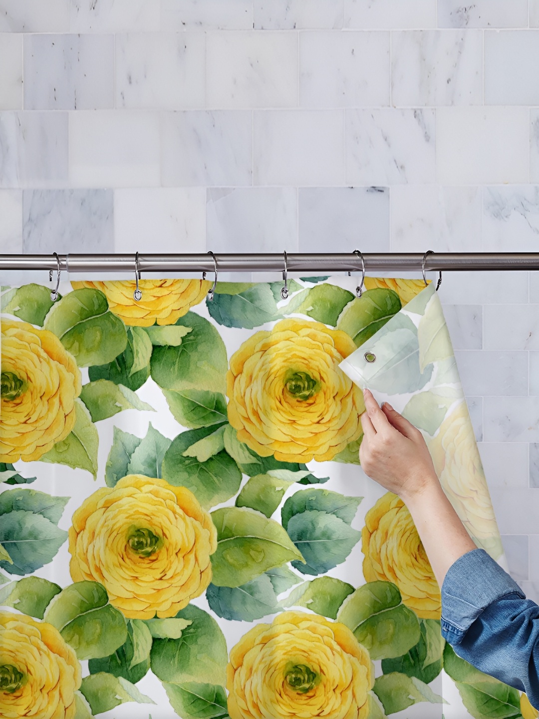 

ArtzFolio Single Piece Waterproof Polyester Shower Curtain, Multi
