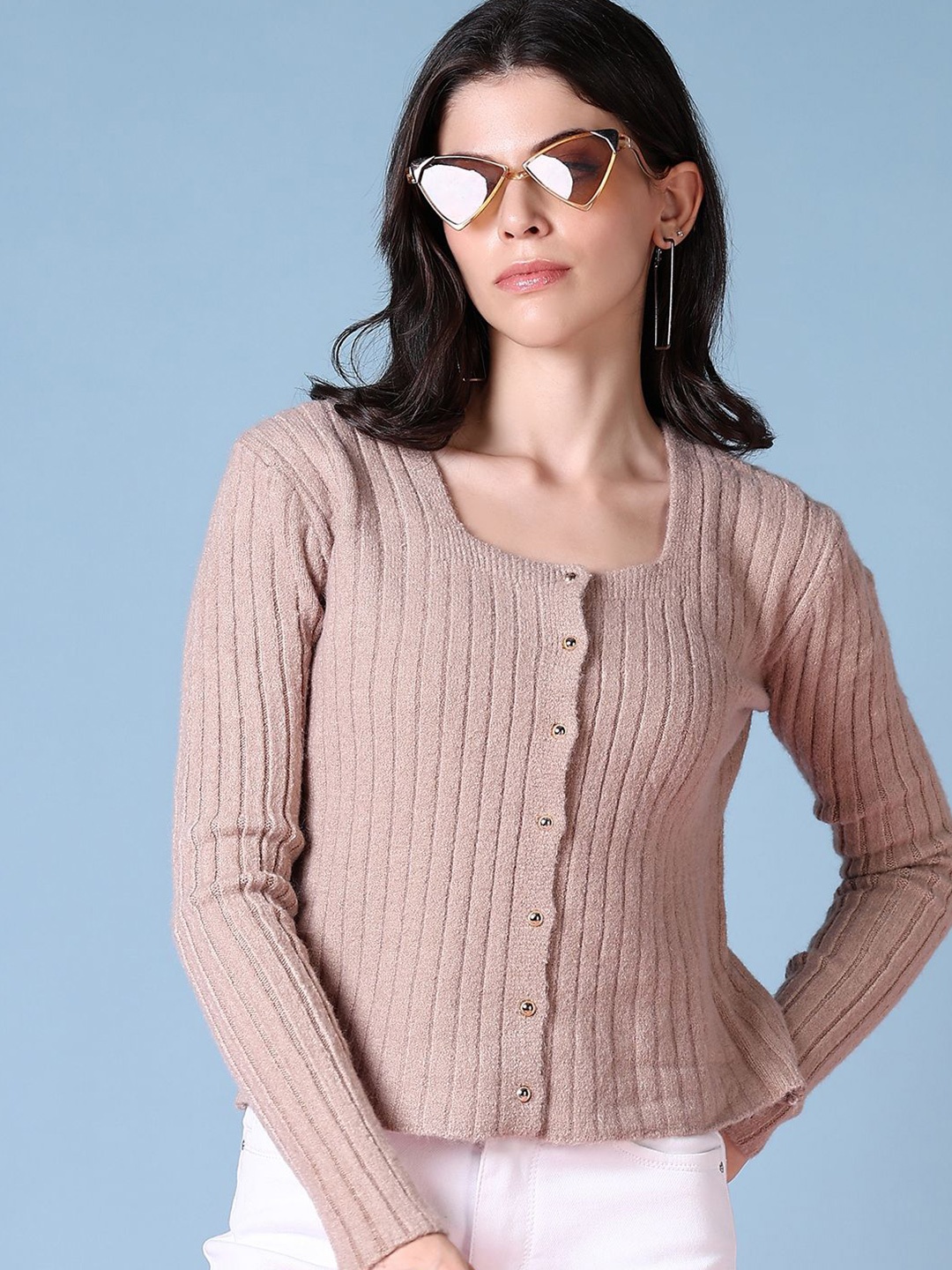 

V-Mart Women Striped Pullover, Beige