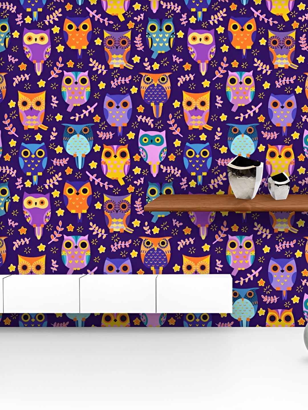 

ArtzFolio Printed UV-Resistant Anti-Bacterial Owls Peel & Stick Wallpaper, Multi