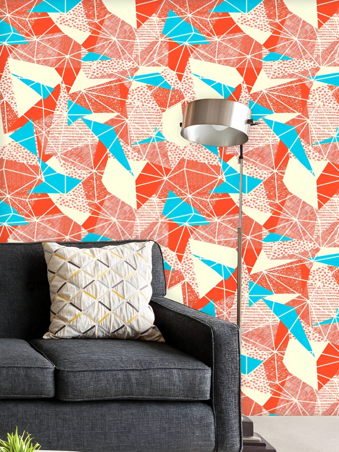 

ArtzFolio Printed UV-Resistant Anti-Bacterial Triangles Pattern Peel & Stick Wallpaper, Multi