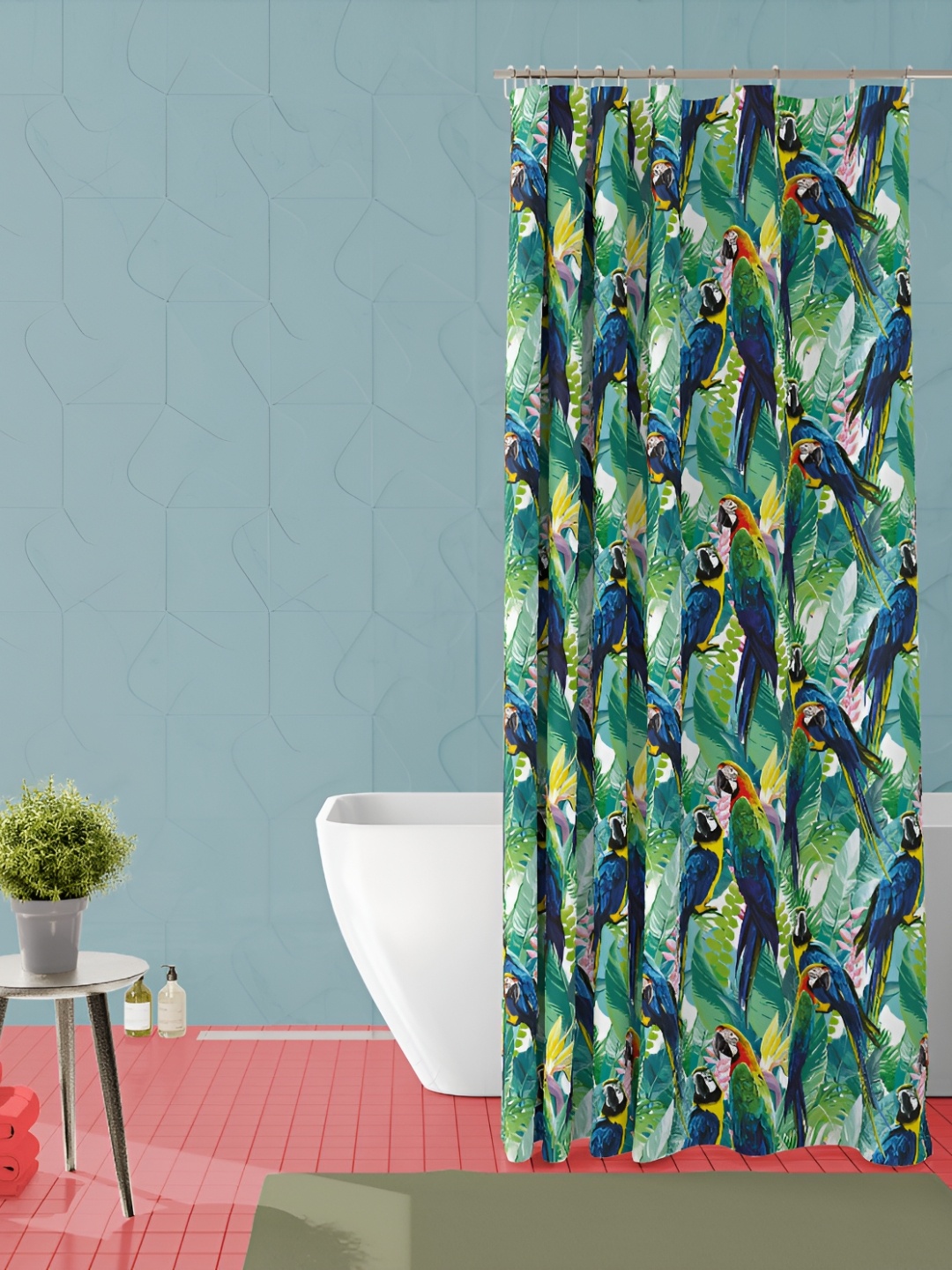 

ArtzFolio Green & Blue Printed Waterproof Shower Curtains