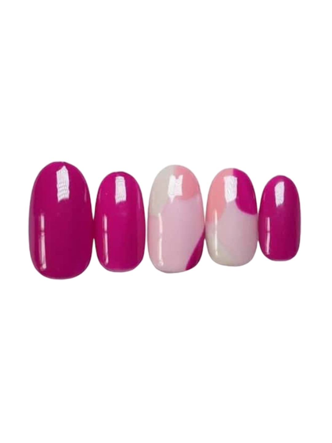 

SOEZI Set Of 5 Press On Artificial Nails - Marooned On An Island, Pink