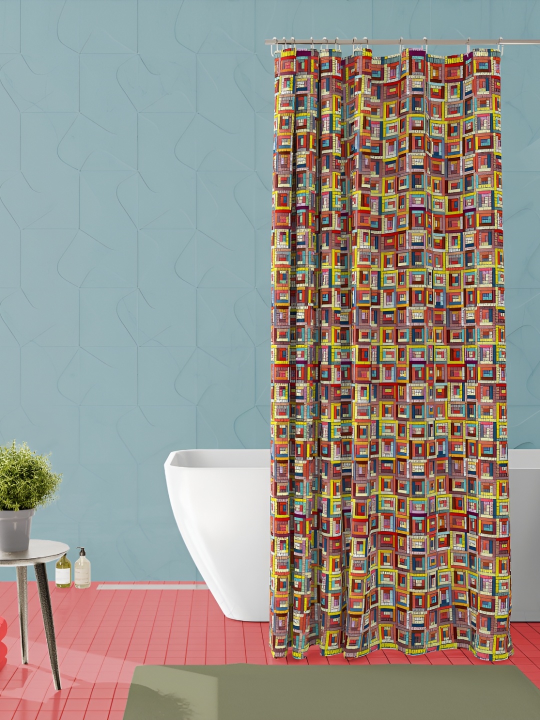 

ArtzFolio Rust & Yellow Printed Waterproof Shower Curtain