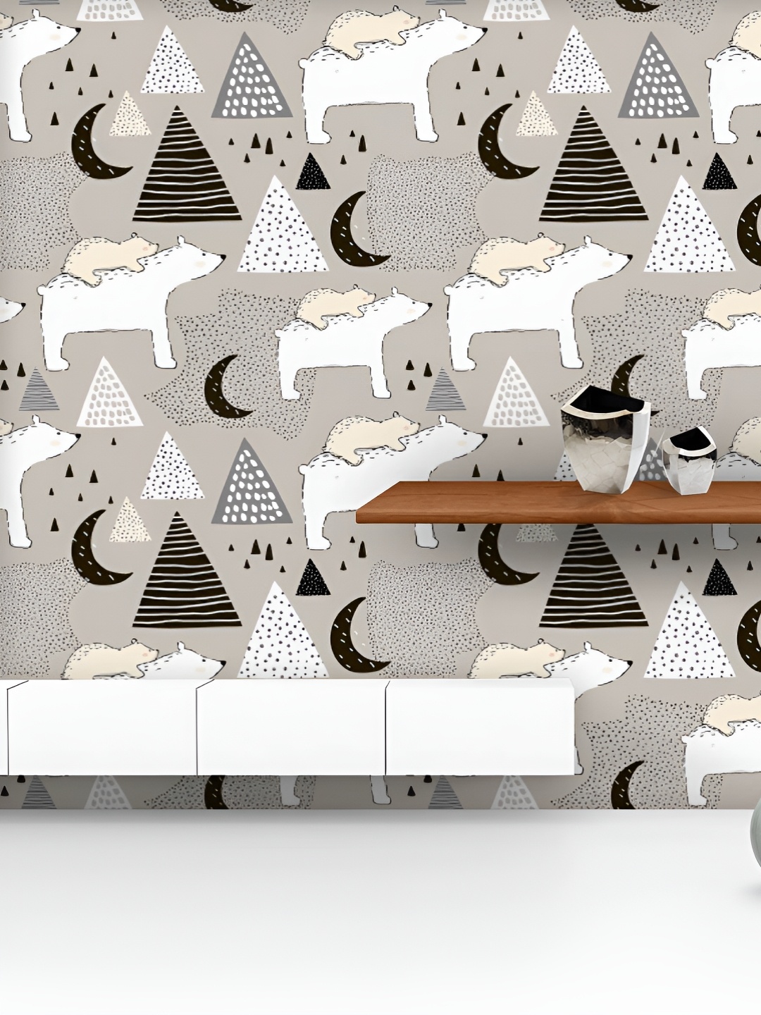 

ArtzFolio Printed UV-Resistant Anti-Bacterial Polar Bear Mom Baby Peel & Stick Wallpaper, Multi