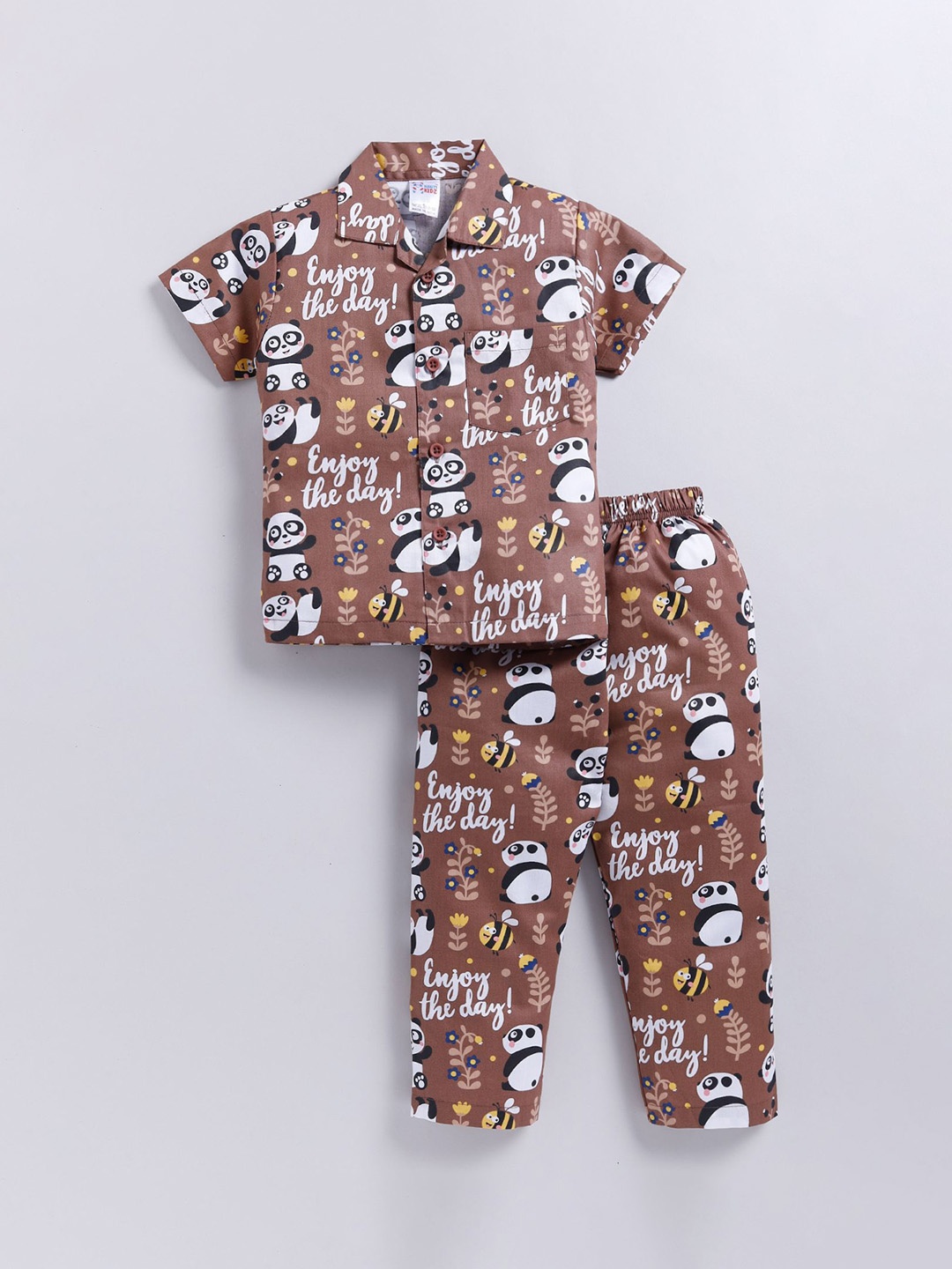 

NAUTI KIDZ Boys Cartoon Characters Printed Pure Cotton Night suit, Brown