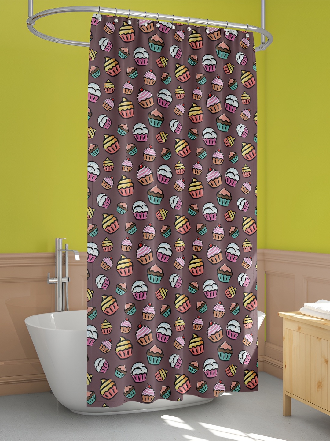 

ArtzFolio Coffee Brown & Pink Printed Waterproof Shower Curtain