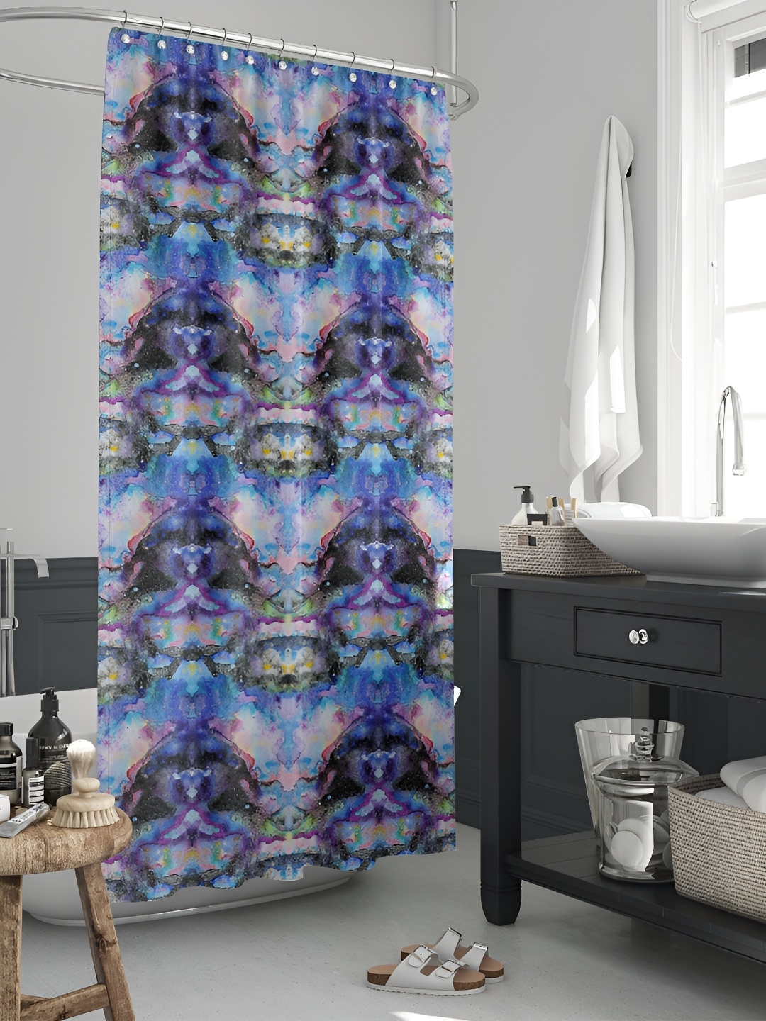 

ArtzFolio Blue and Black Abstract Printed Waterproof Shower Curtain