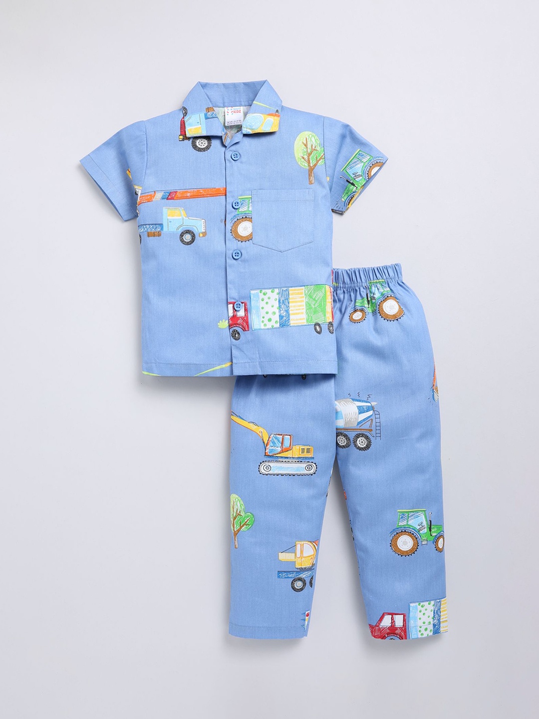 

NAUTI KIDZ Boys Printed Short Sleeves Cotton Night suit, Blue