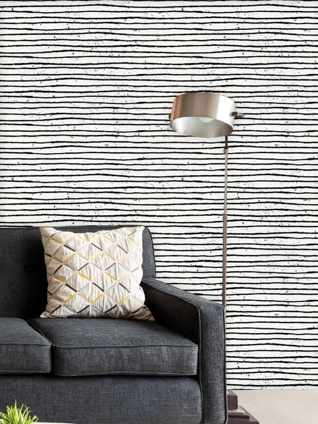 

ArtzFolio Printed UV-Resistant Anti-Bacterial Black And Off-White Stripes Peel & Stick Wallpaper, Multi