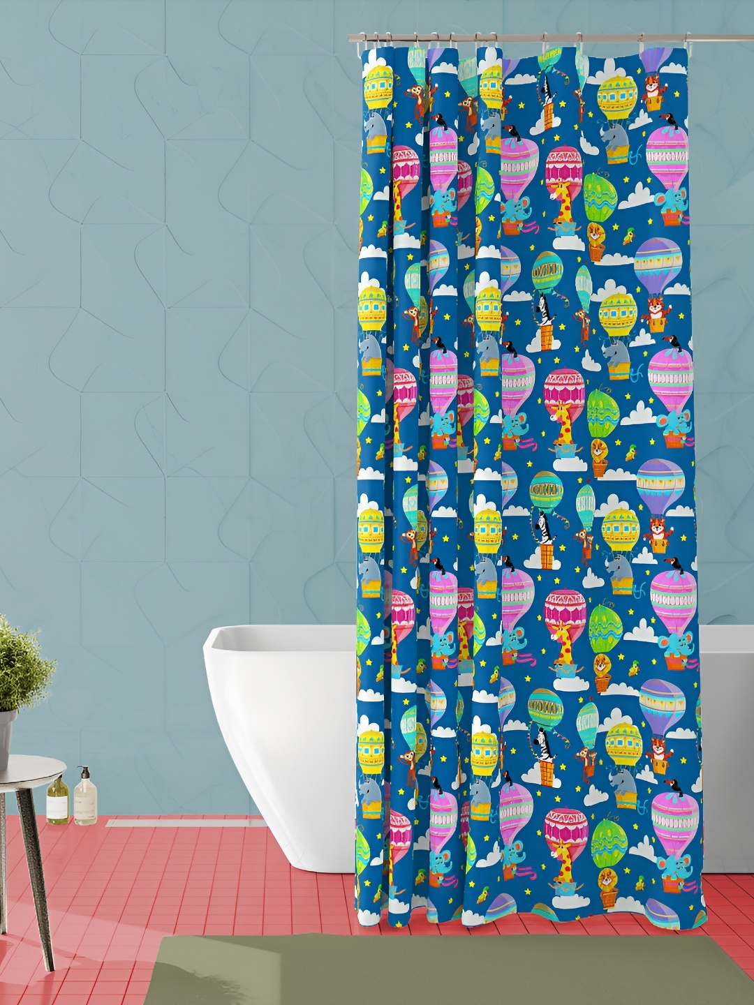 

ArtzFolio Blue & Pink Printed Waterproof Shower Curtain