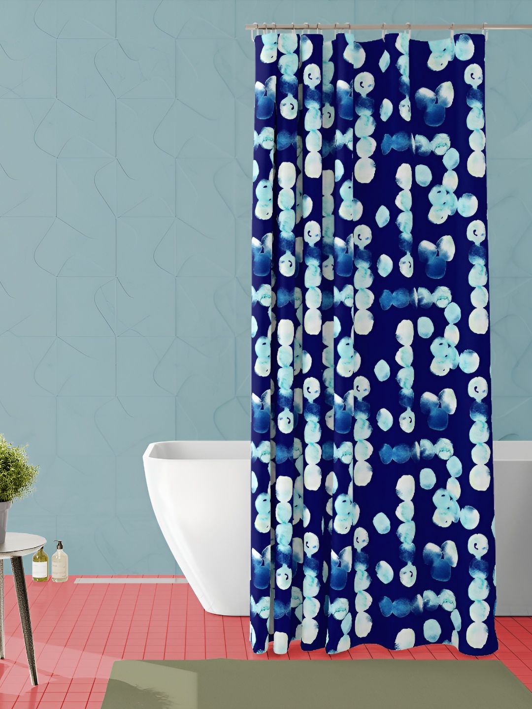 

ArtzFolio Blue & White Waterproof Shower Curtain