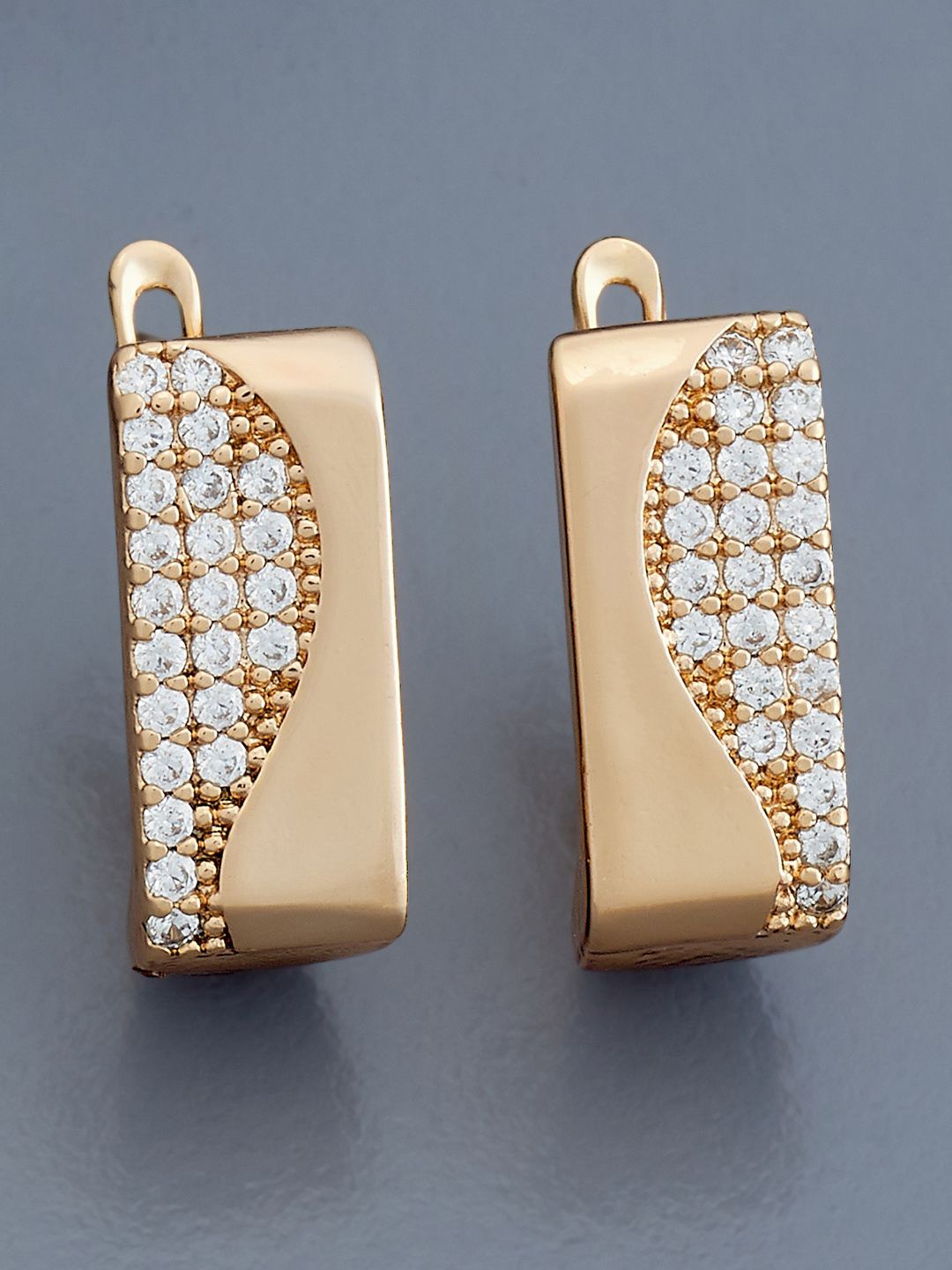 

Kushal's Fashion Jewellery Gold Plated Zircon Studded Geometric Studs