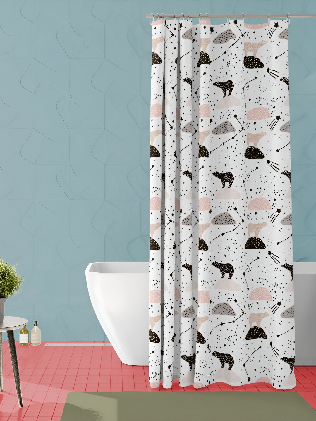 

ArtzFolio White Printed Water Proof Shower Curtain