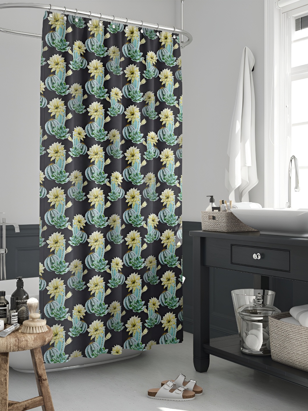 

ArtzFolio Blue & Yellow Printed Water Proof Shower Curtain