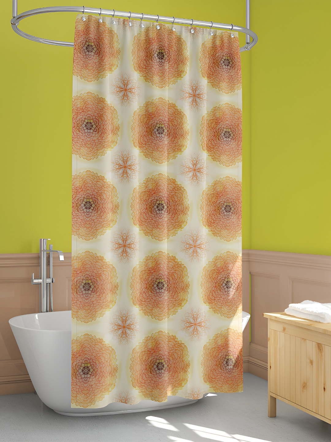 

ArtzFolio Yellow & Brown Printed Waterproof Shower Curtains