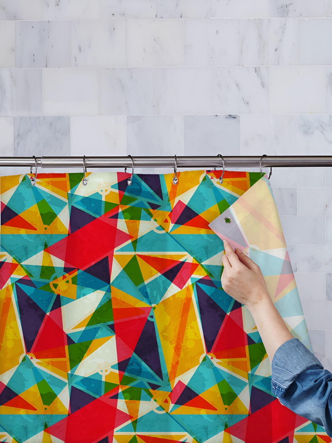 

ArtzFolio Yellow & Red Printed Water Proof Shower Curtain