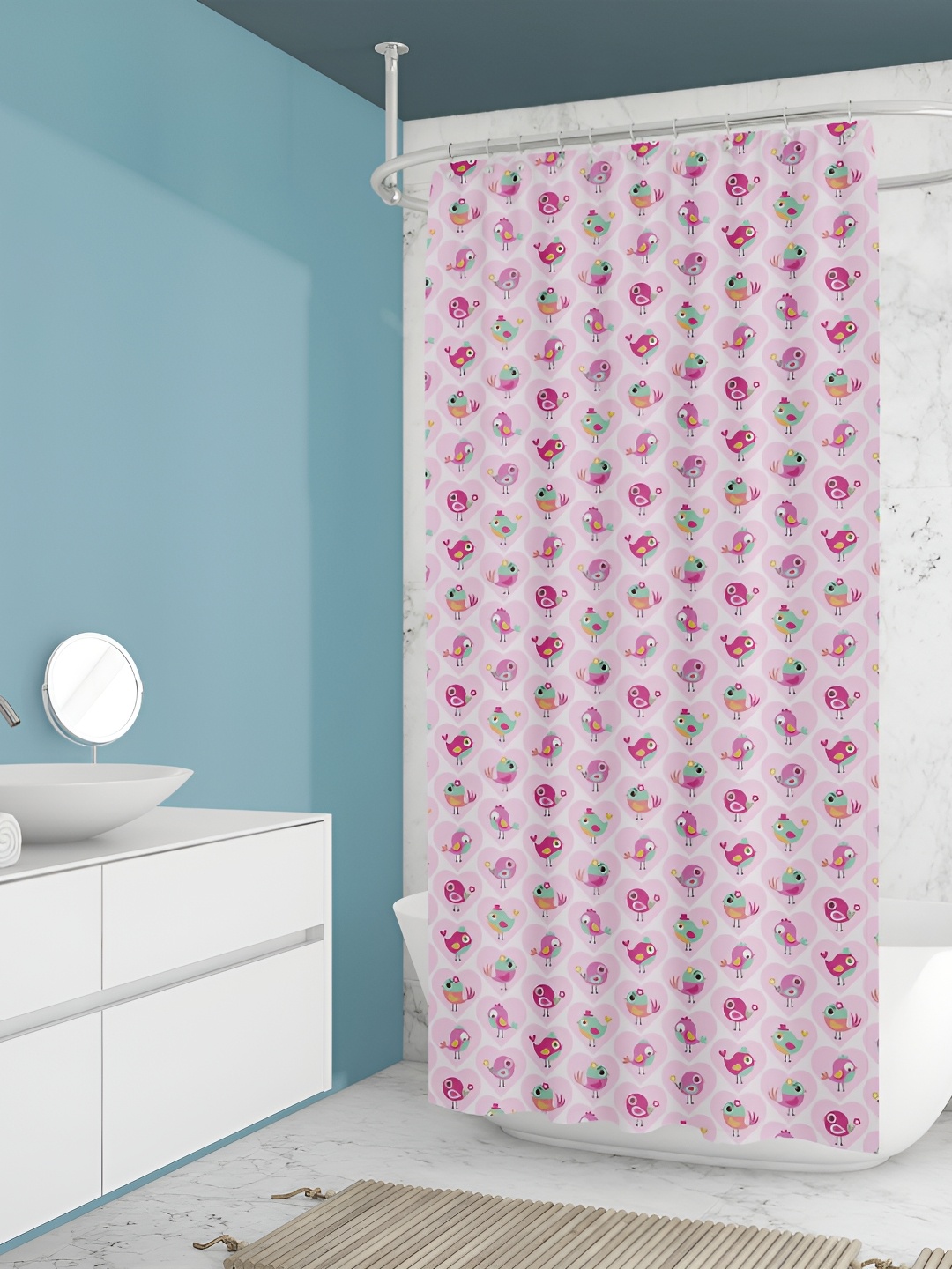 

ArtzFolio Pink & Green Printed Water Proof Shower Curtain