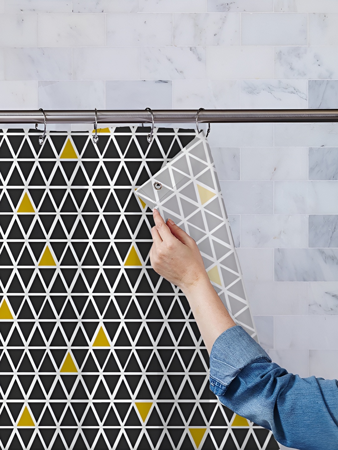 

ArtzFolio Black & Yellow Printed Waterproof Shower Curtains