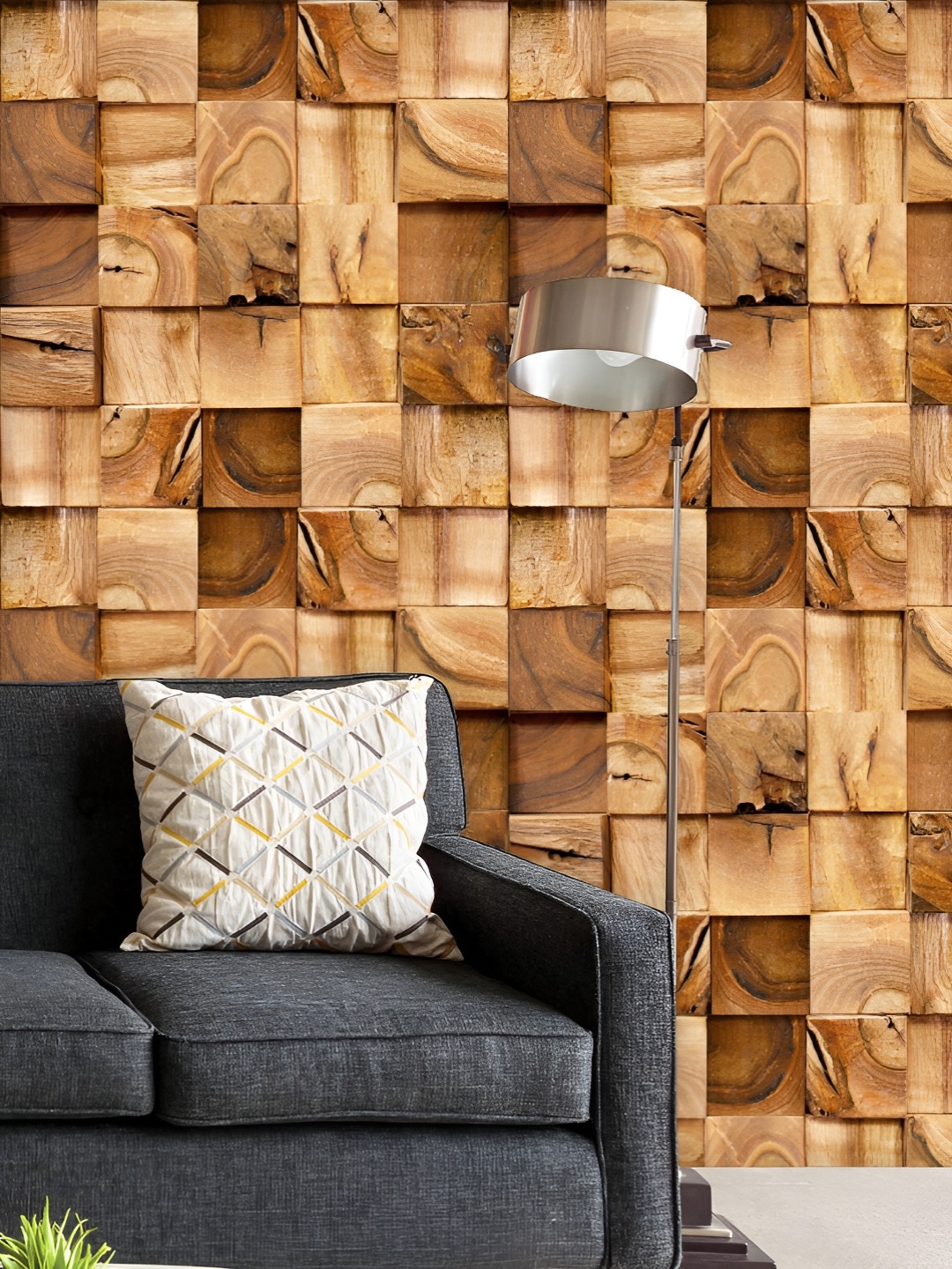 

ArtzFolio Printed UV-Resistant Anti-Bacterial Wooden Blocks Peel & Stick Wallpaper, Multi