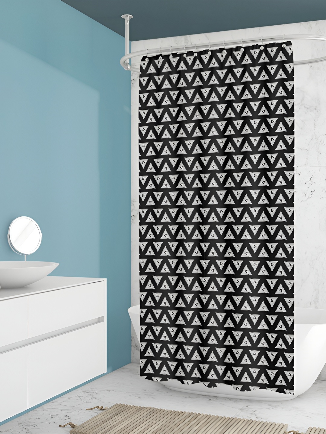 

ArtzFolio Black & White Geometric Printed Waterproof Shower Curtain