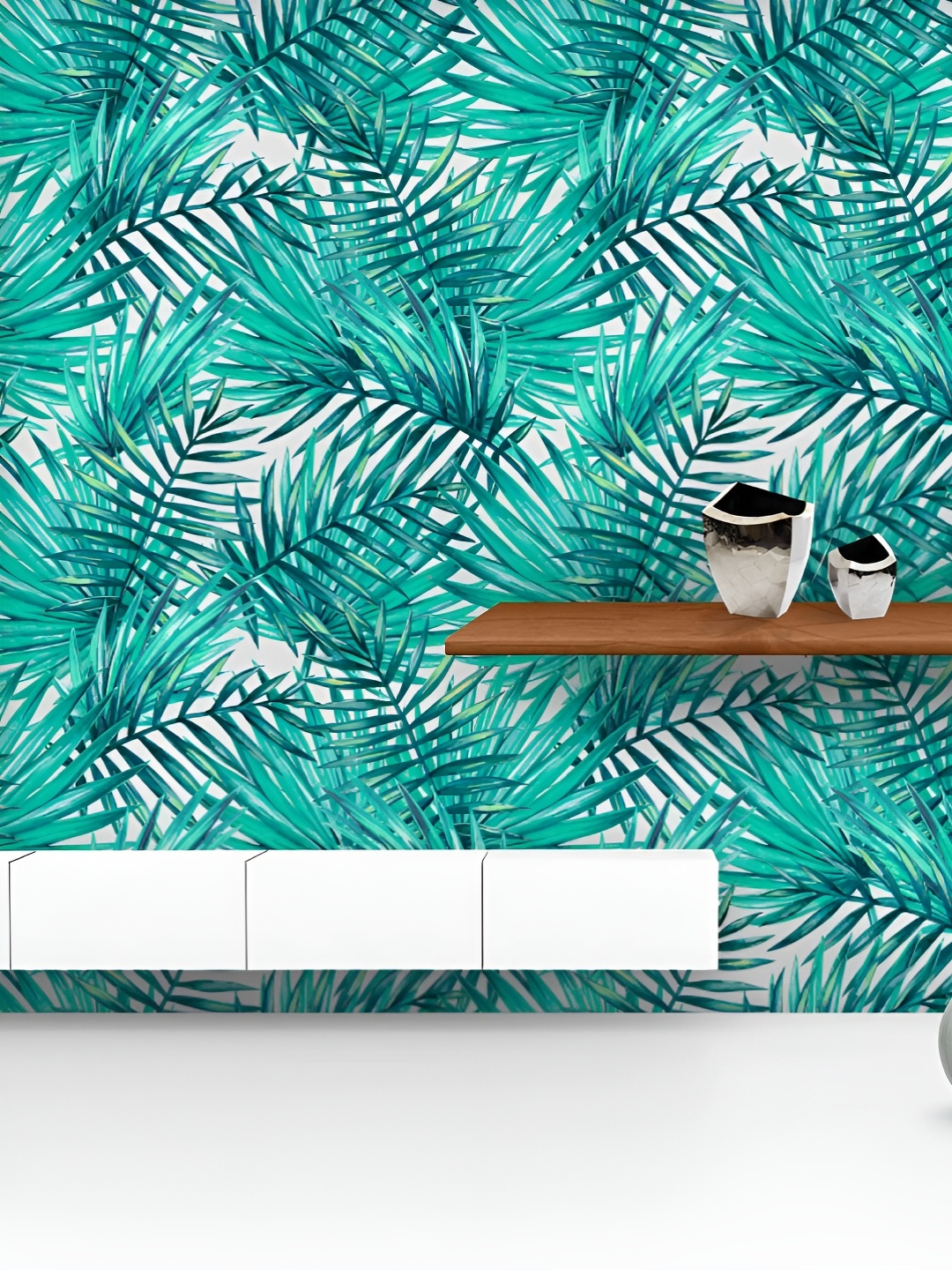 

ArtzFolio Printed UV-Resistant Anti-Bacterial Tropical Palm Leaves Peel & Stick Wallpaper, Multi