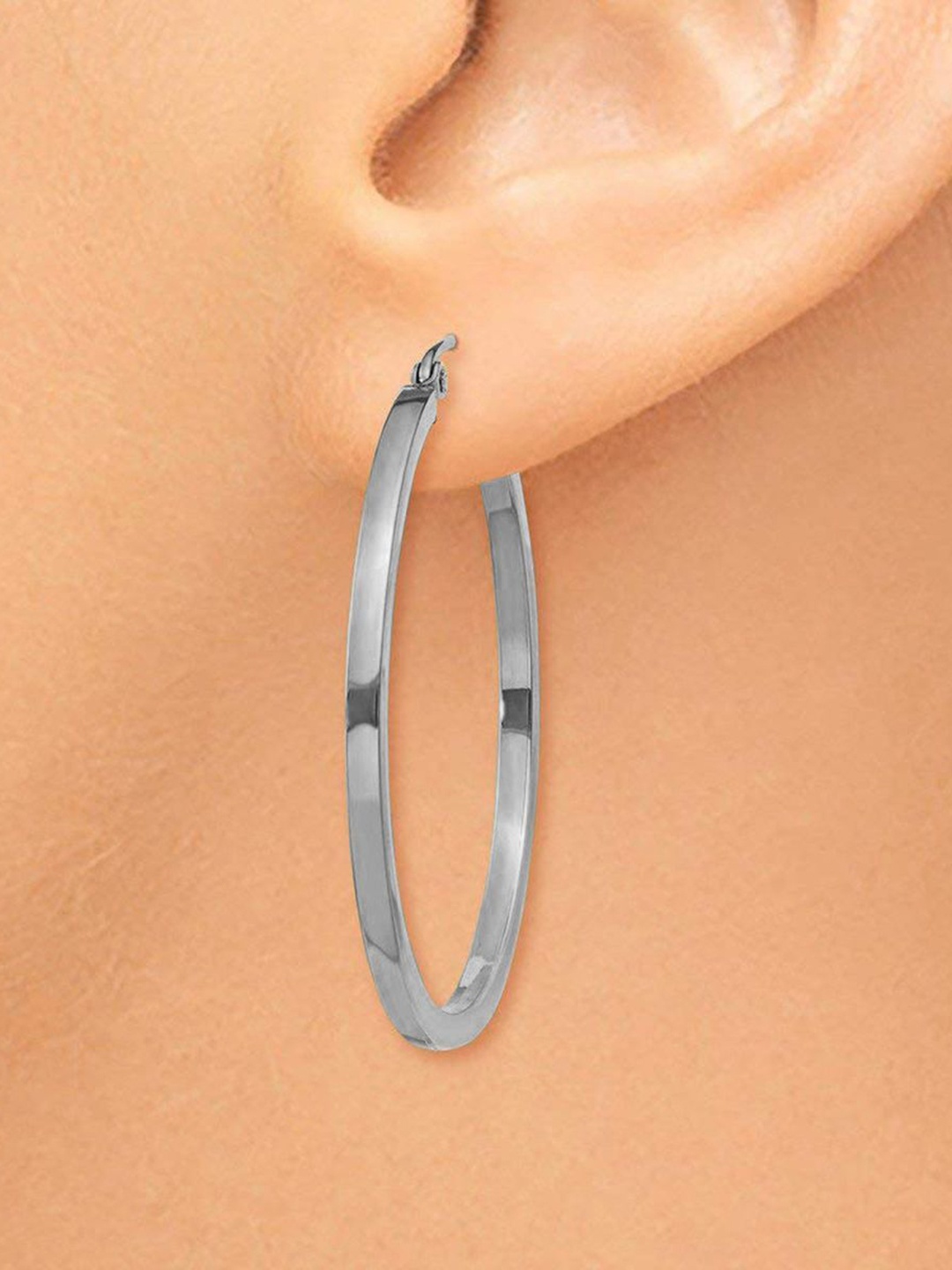 

ZIVOM Silver-Plated Stainless Steel Circular Hoop Earrings