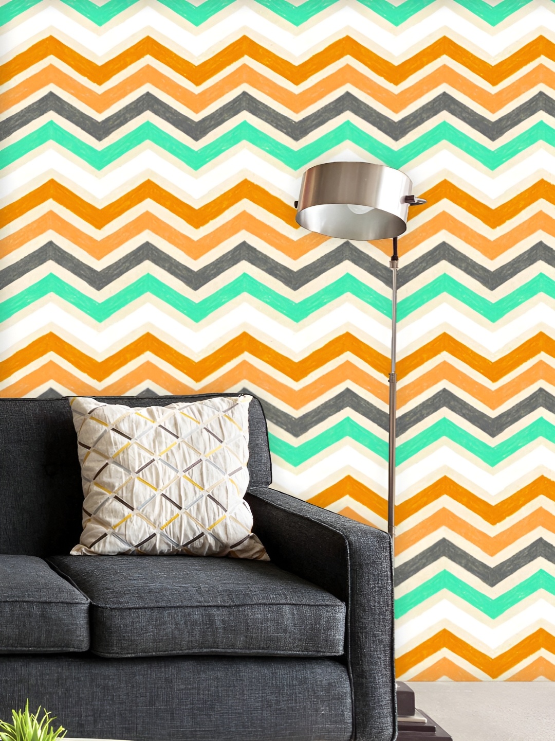 

ArtzFolio Printed UV-Resistant Anti-Bacterial Hand Drawn Chevron Peel & Stick Wallpaper, Multi