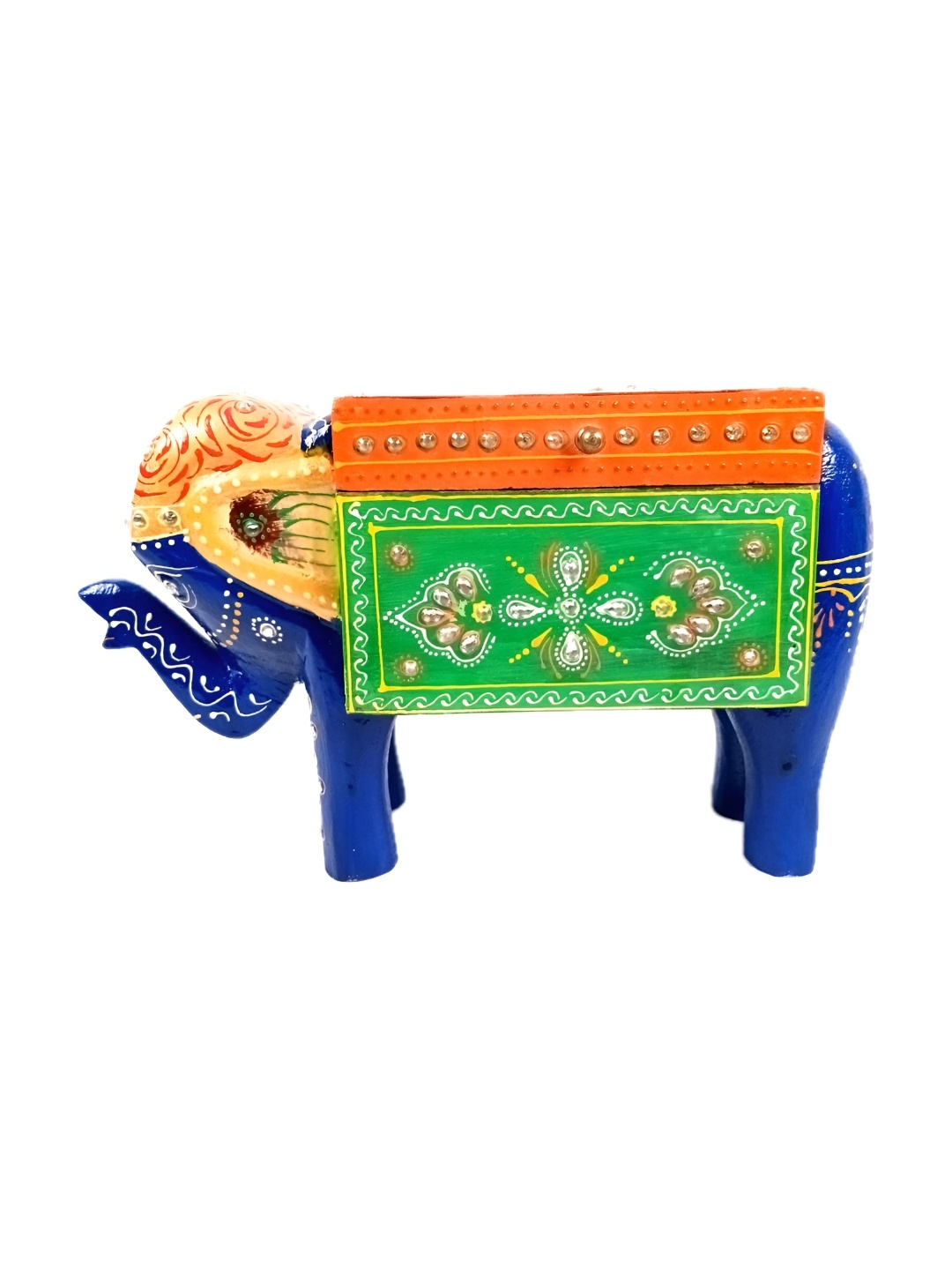 

apka mart Blue & Green Wooden Elephant Shaped Jewellery Organiser