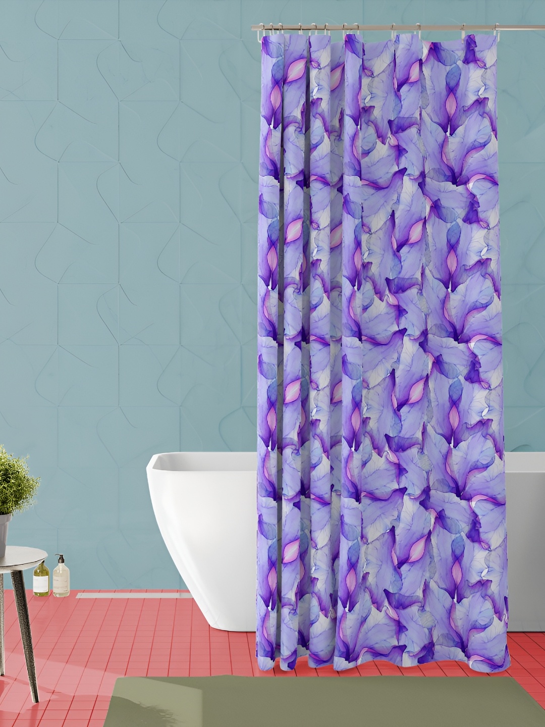 

ArtzFolio Purple & White Printed Waterproof Shower Curtain