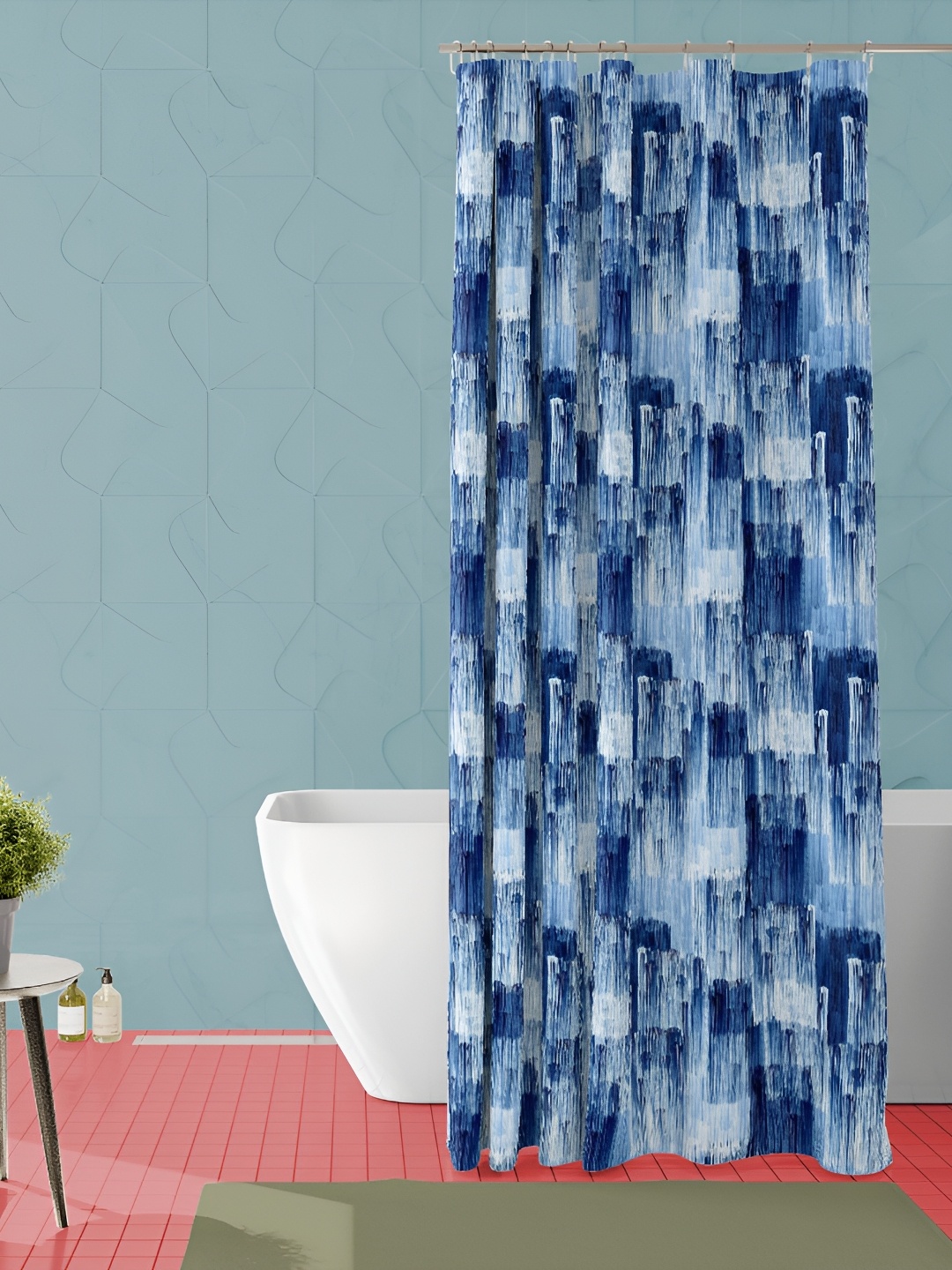 

ArtzFolio Blue and White Abstract Printed Waterproof Shower Curtain