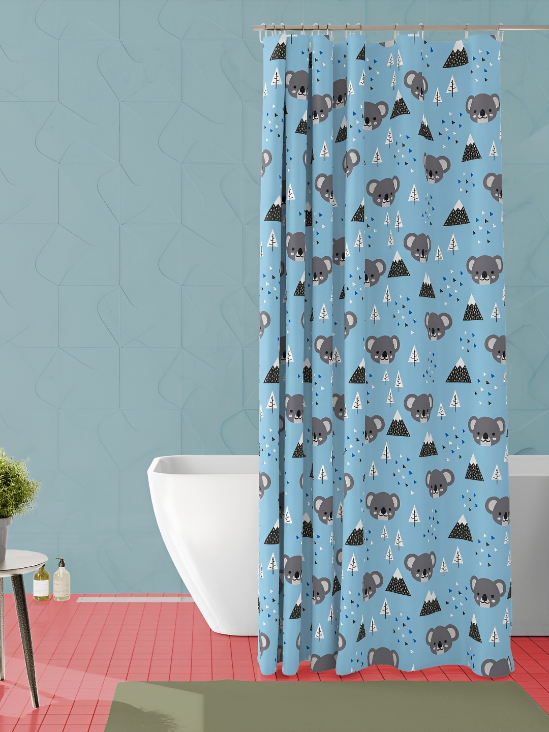 

ArtzFolio Blue & Grey Printed Waterproof Shower Curtain