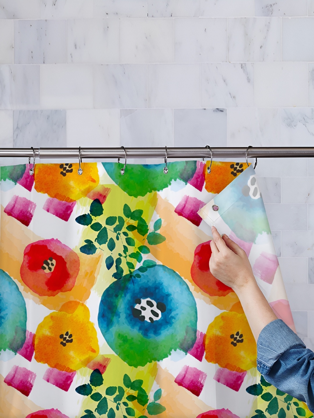 

ArtzFolio Single Piece Waterproof Polyester Shower Curtain, Multi