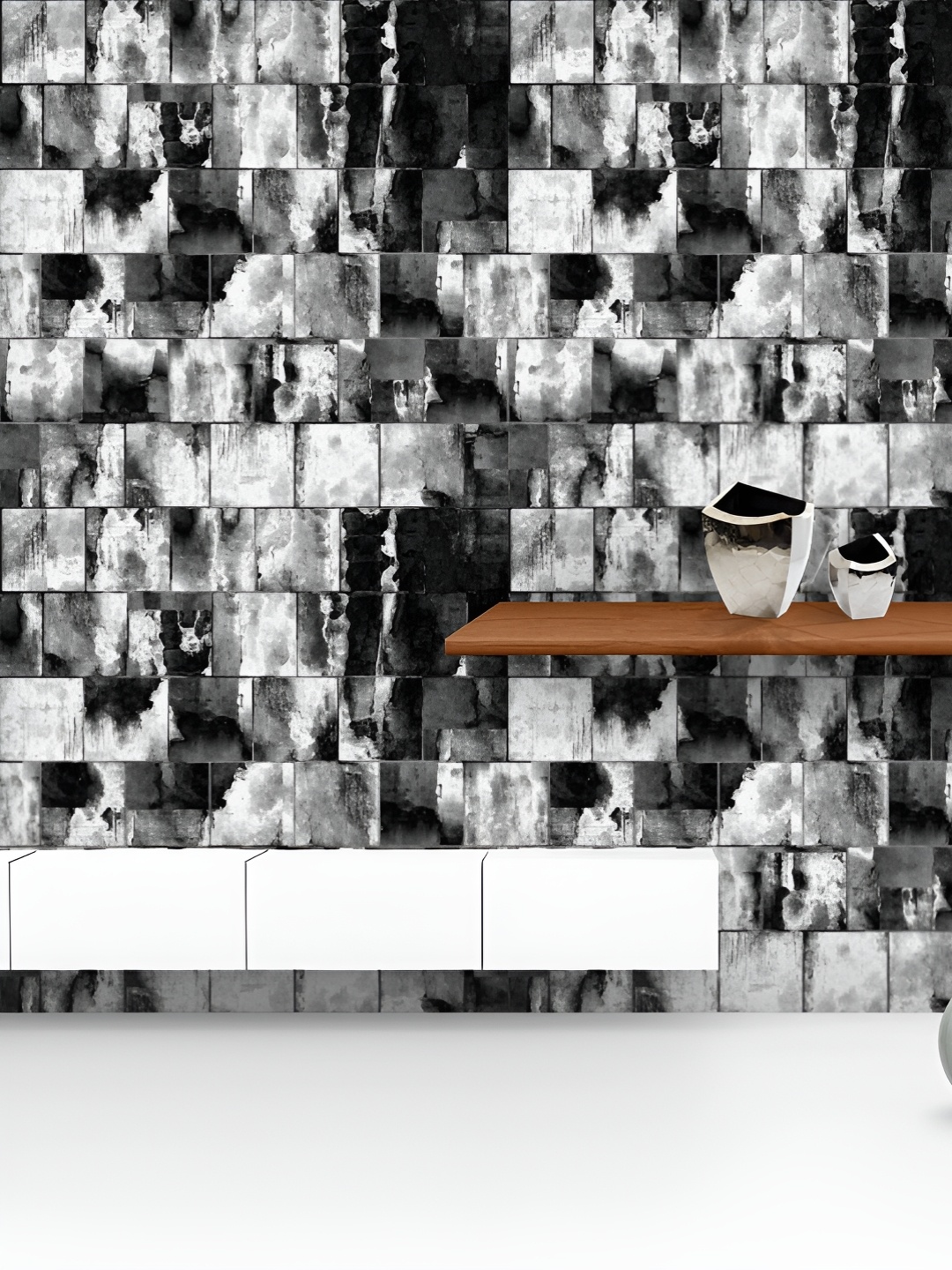 

ArtzFolio Printed UV-Resistant Anti-Bacterial Black And White Abstract Peel & Stick Wallpaper, Multi