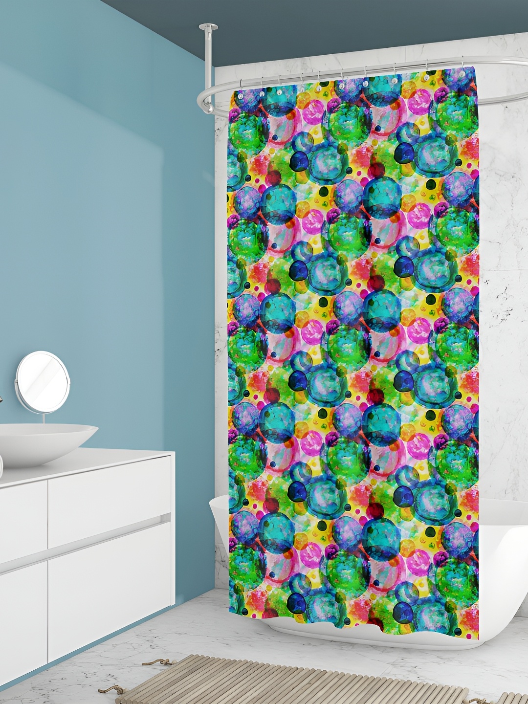 

ArtzFolio Green & Blue Printed Waterproof Shower Curtain