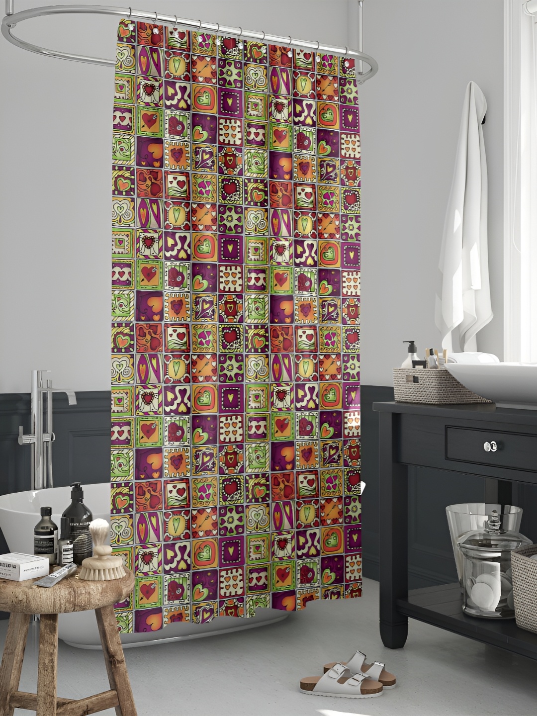

ArtzFolio Pink & Green Printed Waterproof Shower Curtains