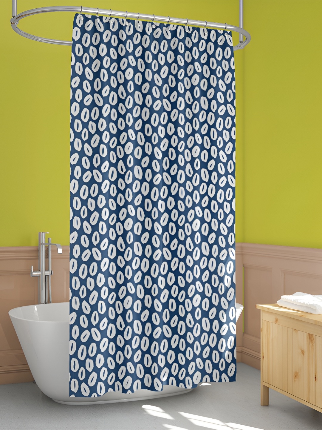 

ArtzFolio Navy Blue & White Printed Waterproof Shower Curtains