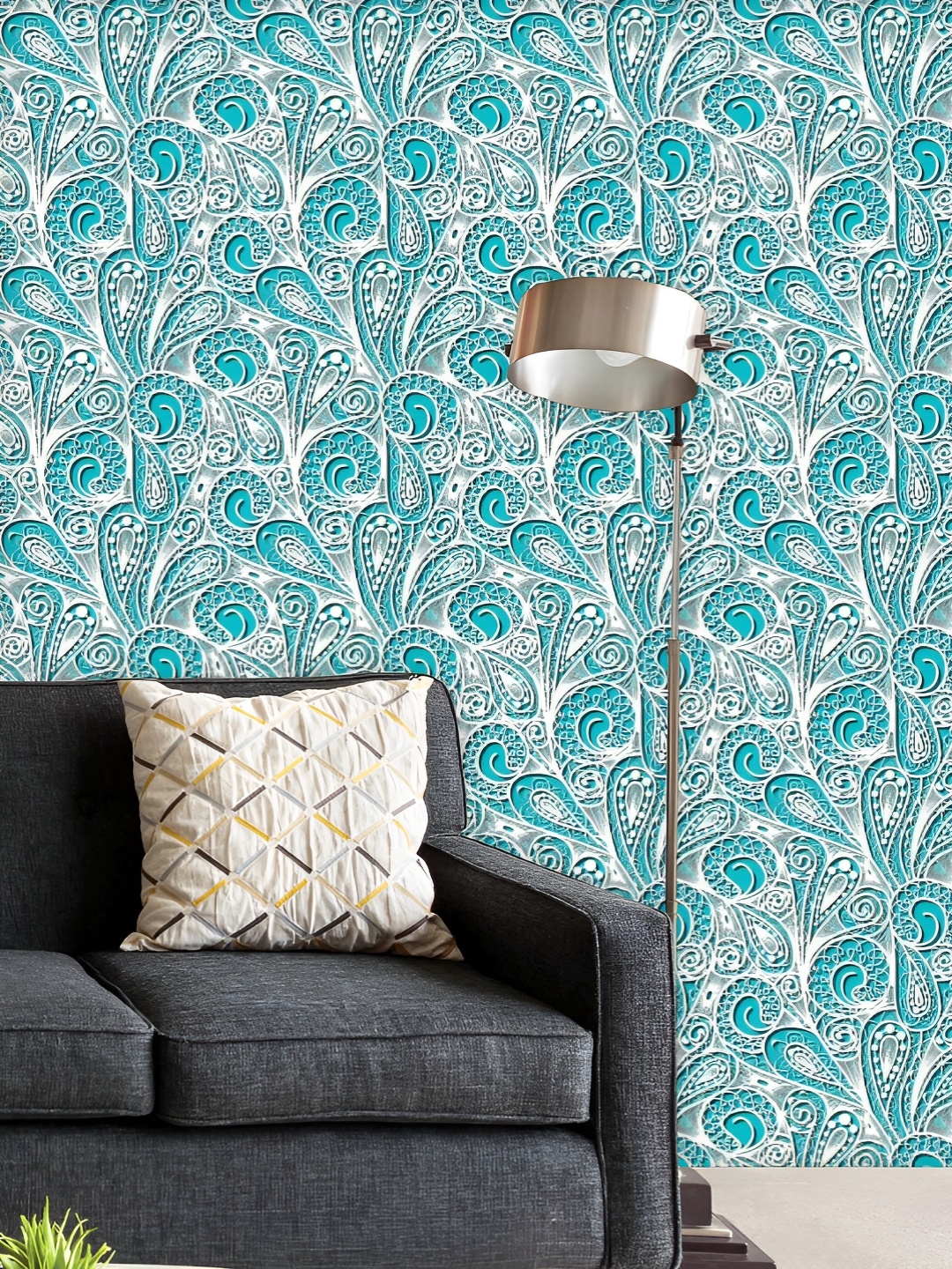 

ArtzFolio Printed UV-Resistant Anti-Bacterial White Lace Pattern Peel & Stick Wallpaper, Multi