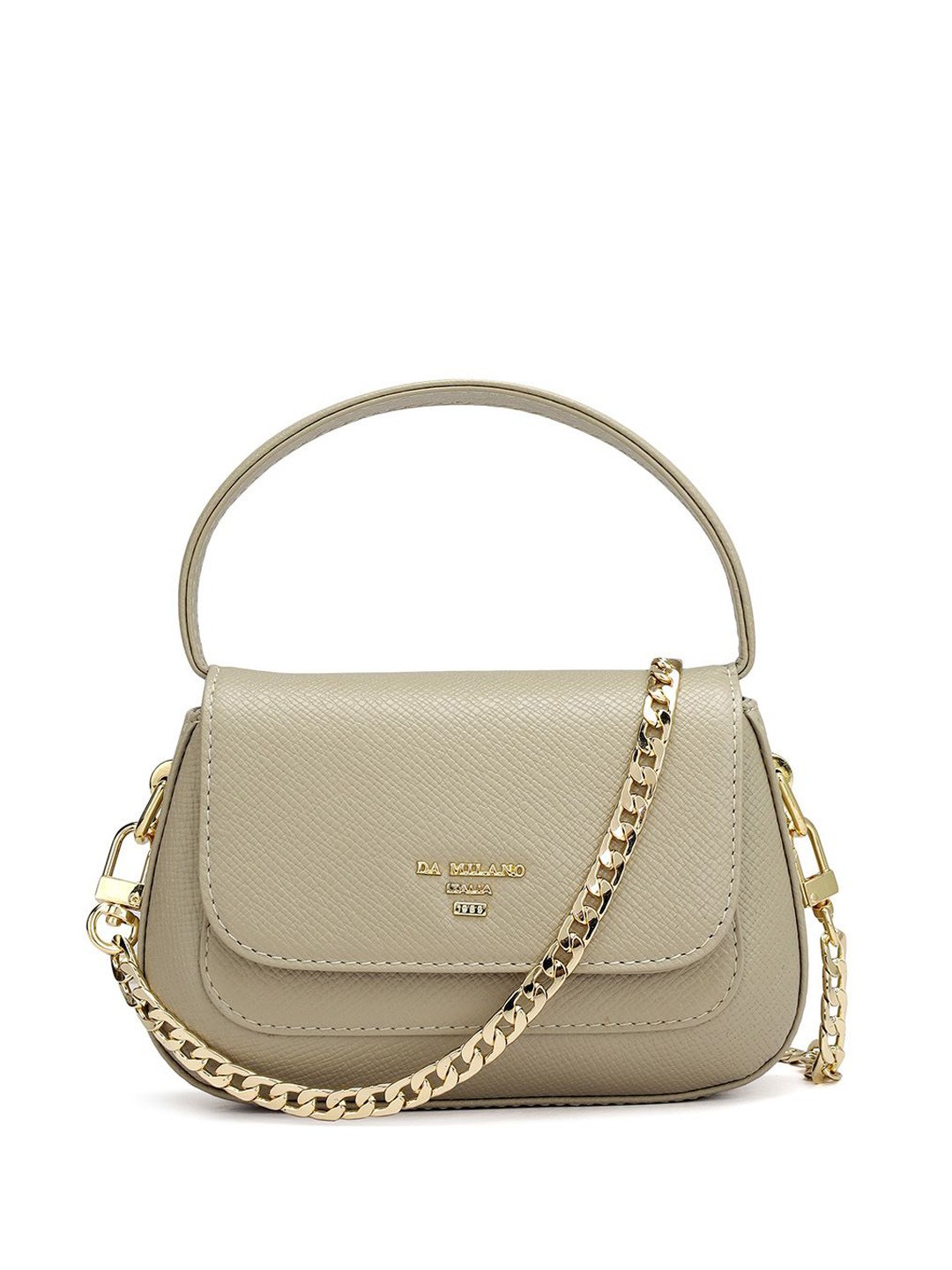 

Da Milano Textured Leather Structured Sling Bag, White