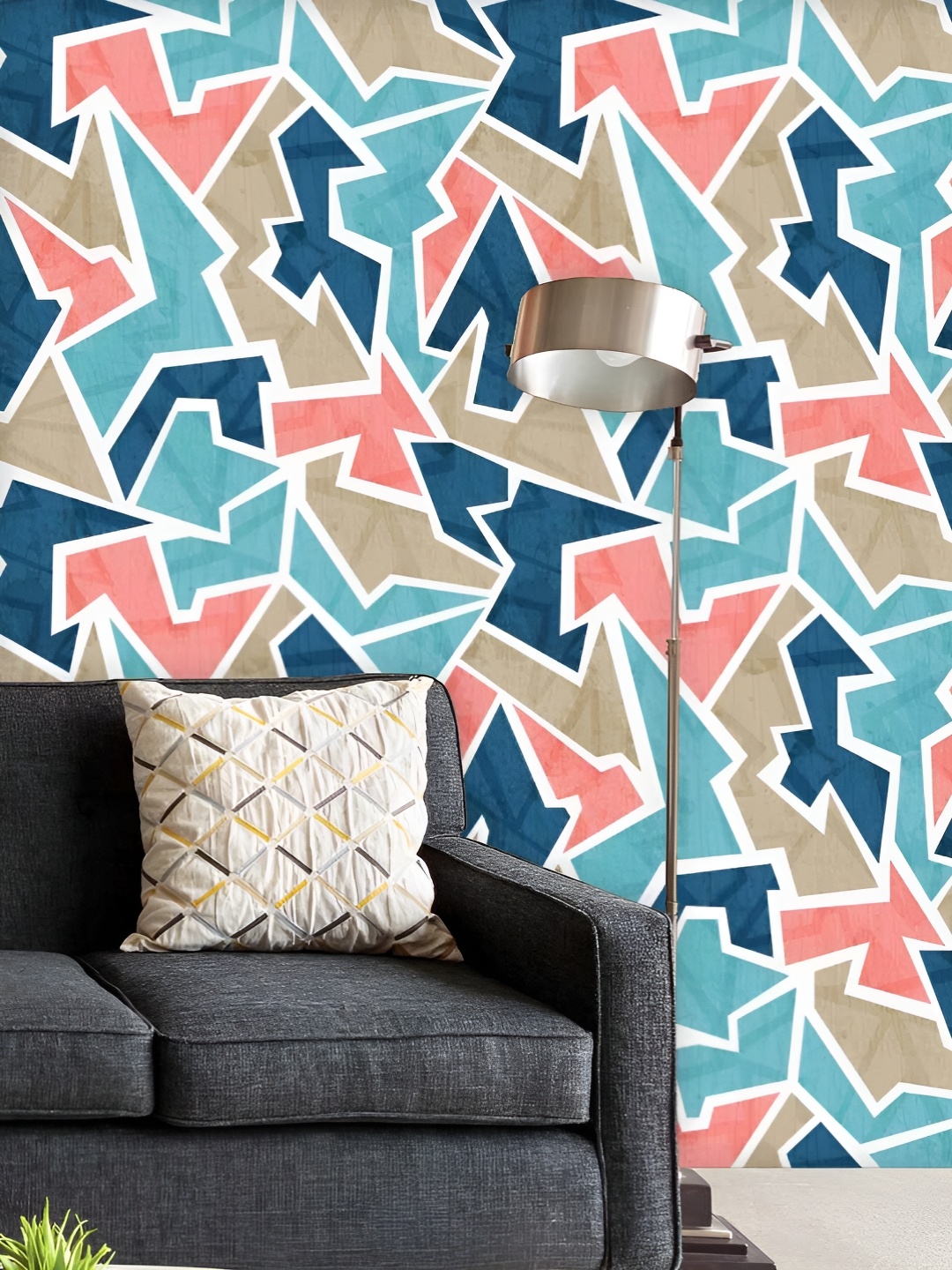 

ArtzFolio Printed UV-Resistant Anti-Bacterial Vintage Triangle Peel & Stick Wallpaper, Multi