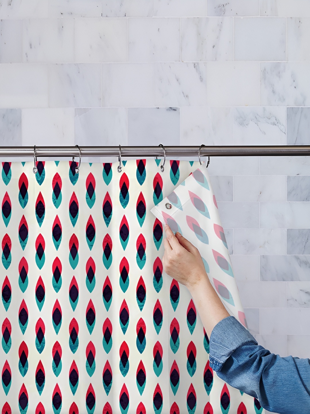 

ArtzFolio White and Black Printed Waterproof Polyester Shower Curtain